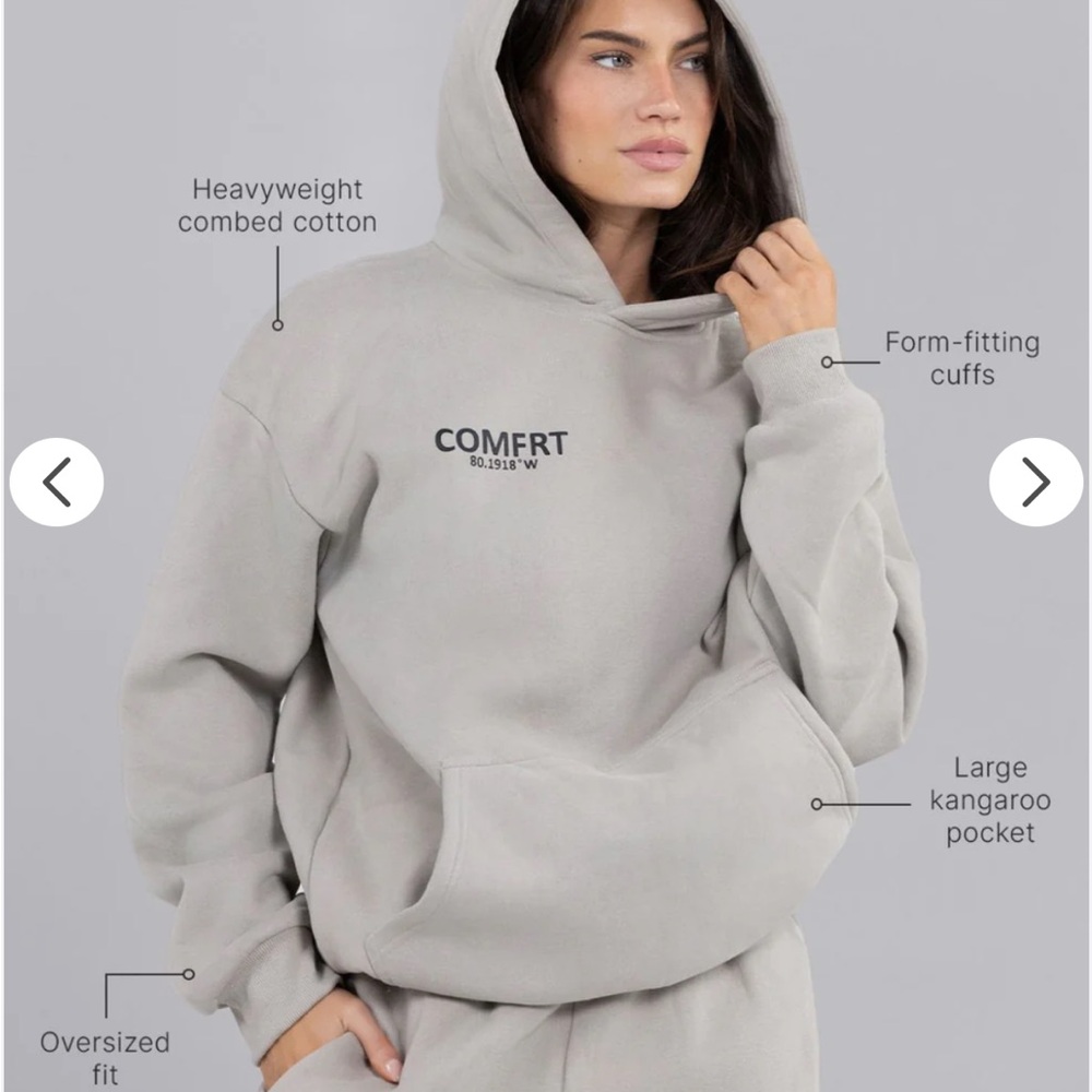 Comfrt coordinate hoodie in stone - medium
